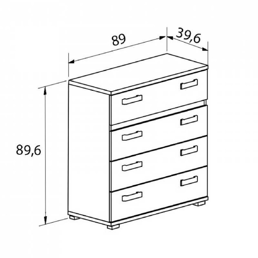 Dormitorio Muebles Liquidator | Comodin 4 Cajones Cabra Blanco/Grafito