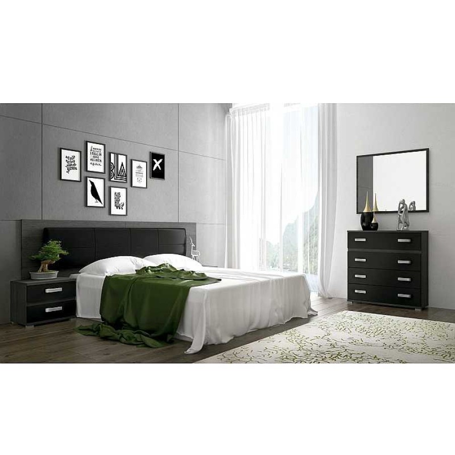 Dormitorio Muebles Liquidator | Cabecero Plaf N Rambla + 2 Mesitas Ceniza/Negro