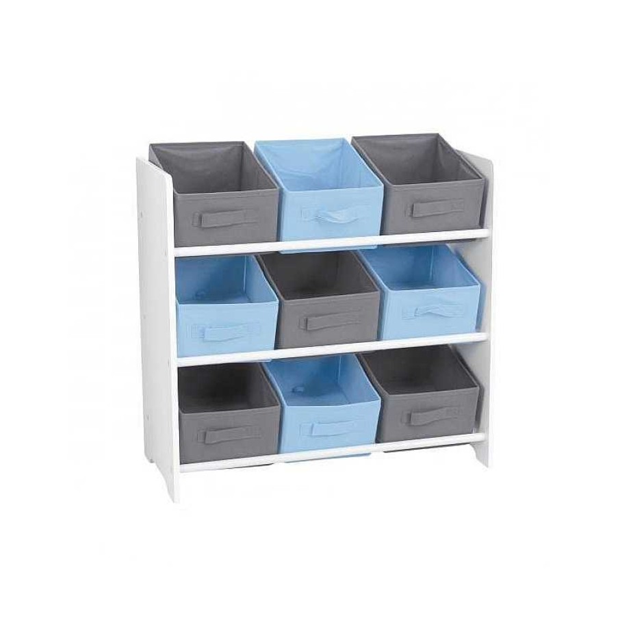 Infantil/Juvenil Muebles Liquidator | Mueble Infantil 9 Huecos Con 9 Cajitas Gris/Azul