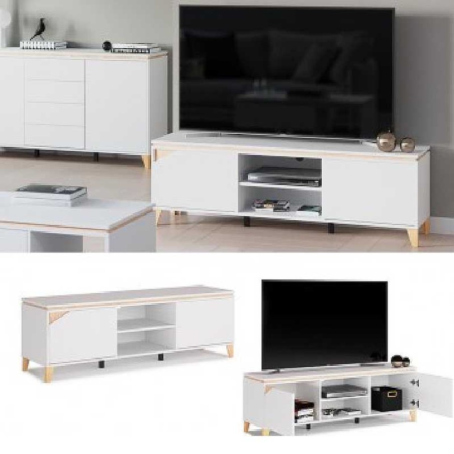 Salones Muebles Liquidator | Bajo Tv 2 Puertas Moder Blanco