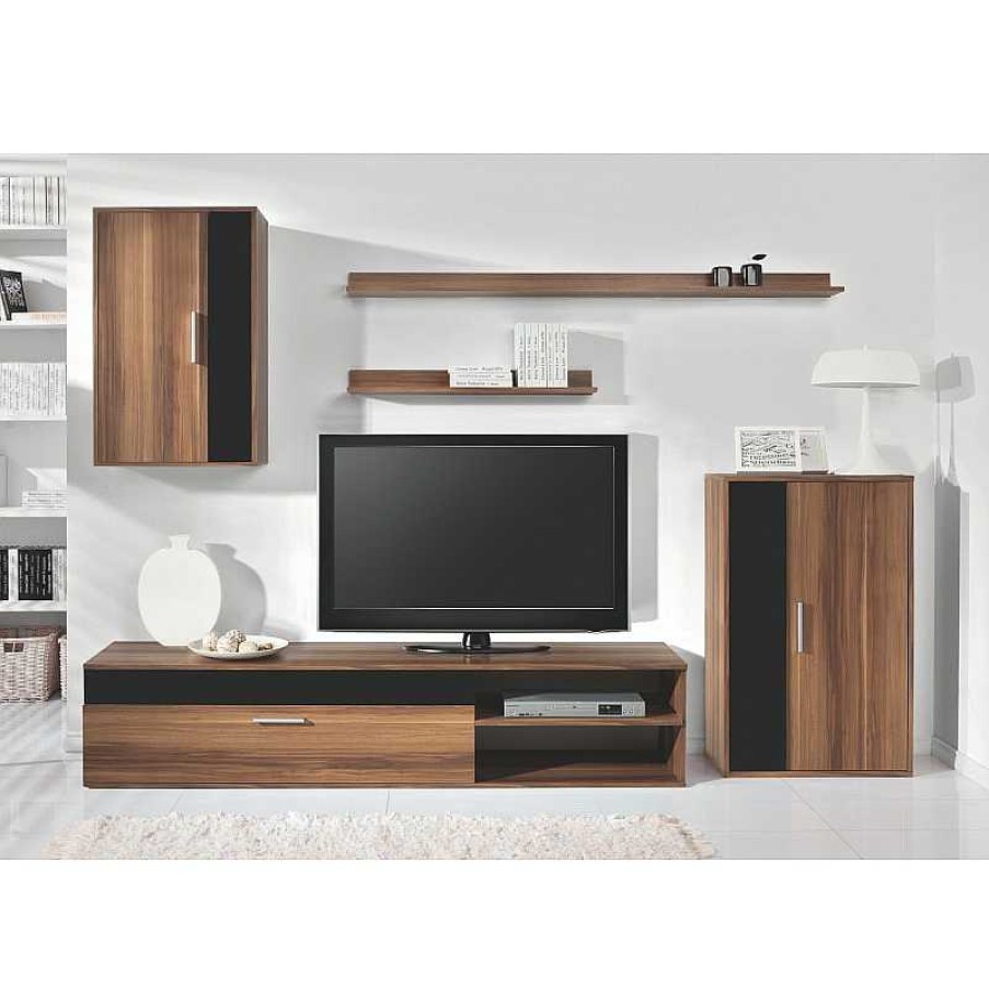 Salones Muebles Liquidator | Mueble De Salon Modelo Rus Nogal/Negro