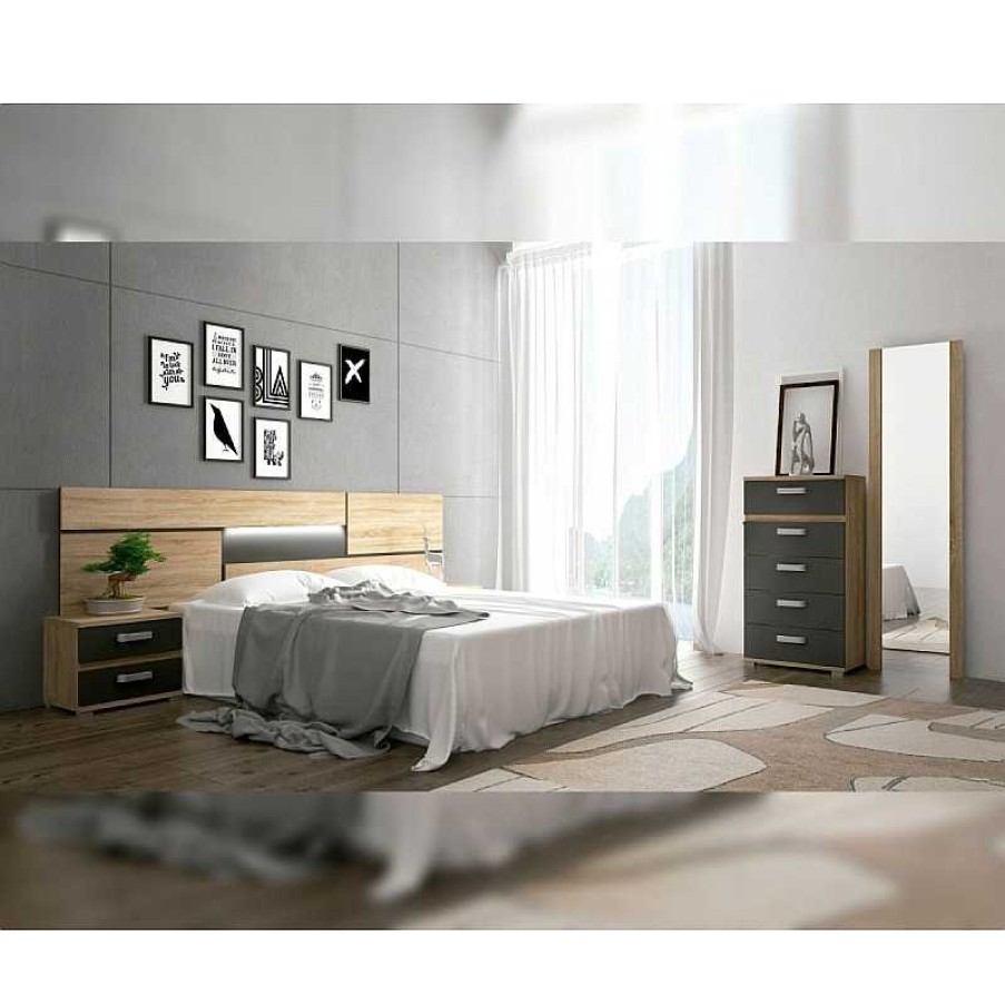 Dormitorio Muebles Liquidator | Mesita Priego Cambrian/Grafito