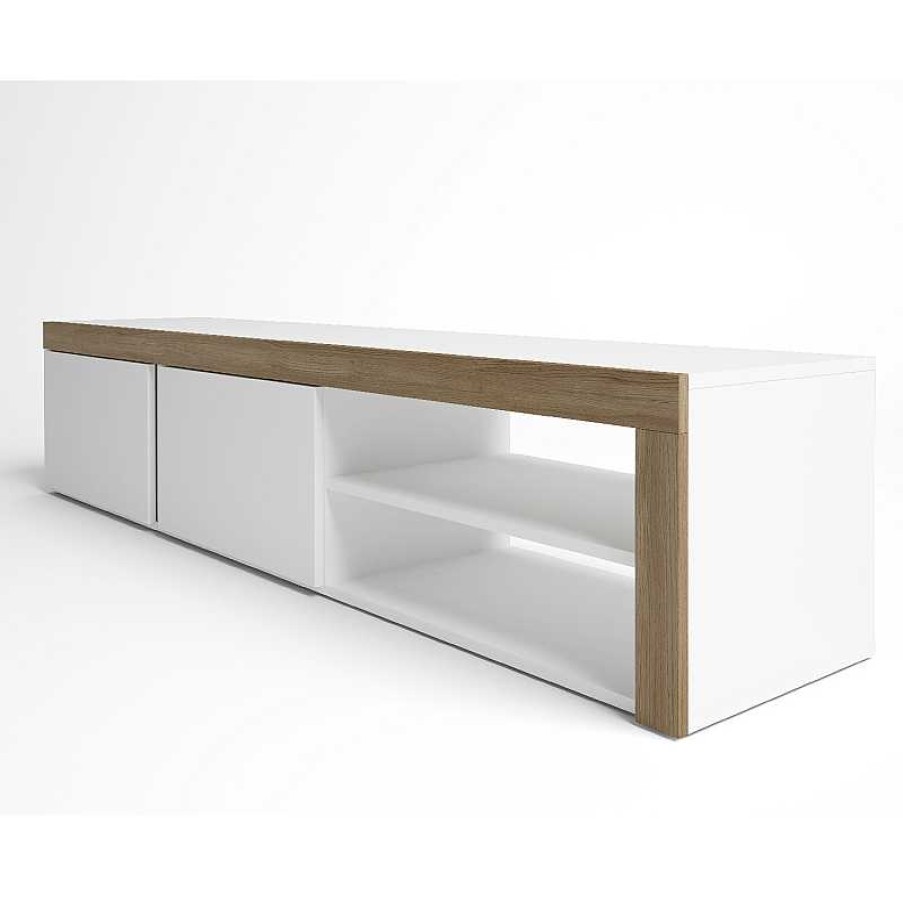 Salones Muebles Liquidator | M Dulo Tv 2 Ptas. + 2 Huecos Fly Blanco/Natural